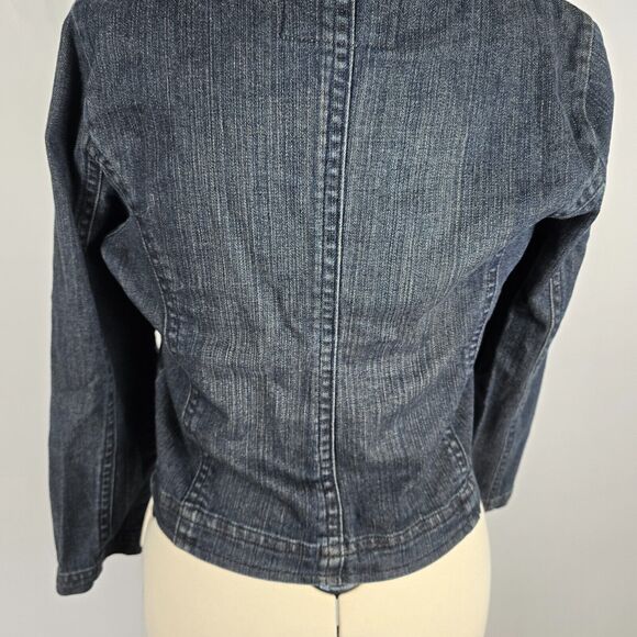 Levi's Jean Jacket Women's Large Mock Neck Button Dk Wash Blue Strauss Signature - Picture 7 of 16